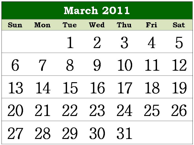 2011 calendar template march. March April 2011 Calendar