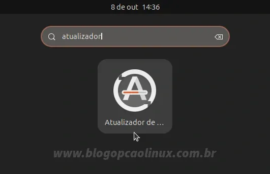 Pesquisando pelo Atualizador de Programas no Ubuntu 23.10