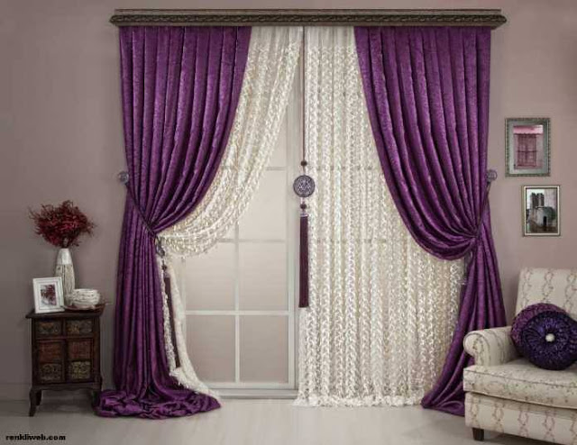 Beautiful modern curtain ideas in violet white theme