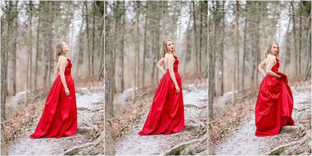 red dress forest woods park fashion photography