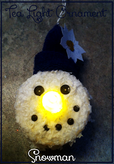 easy craft project DIY snowman ornament, light up nose!