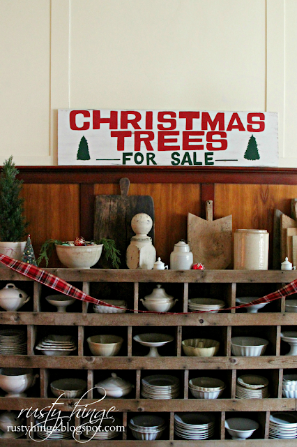 Christmas vintage chicken nester ironstone display