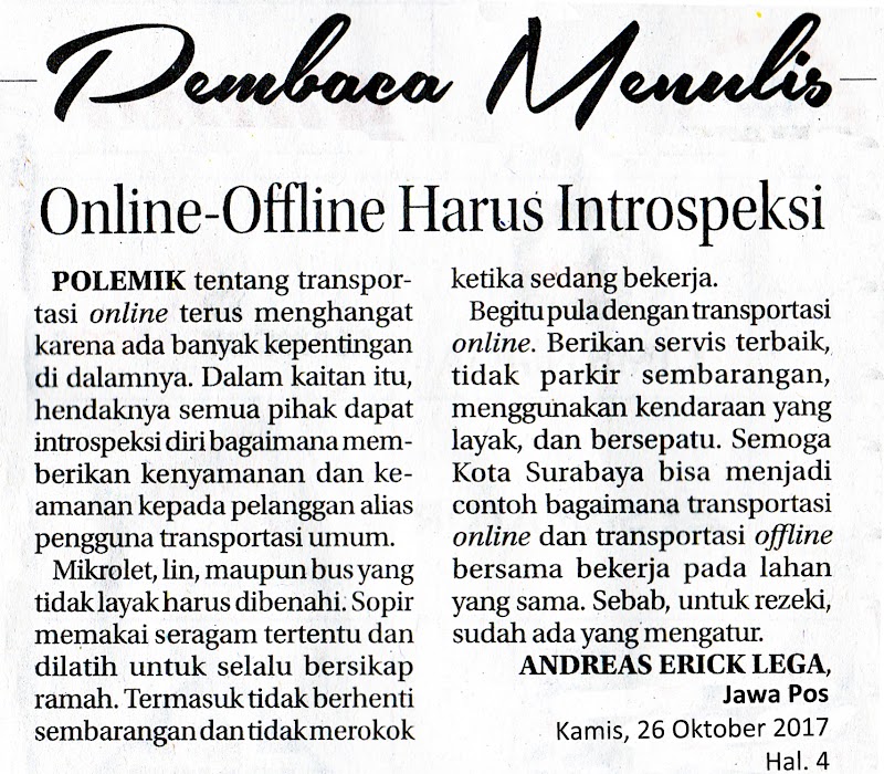 Erick Lega Says (14) - Transportasi Online & Offline bersinergilah