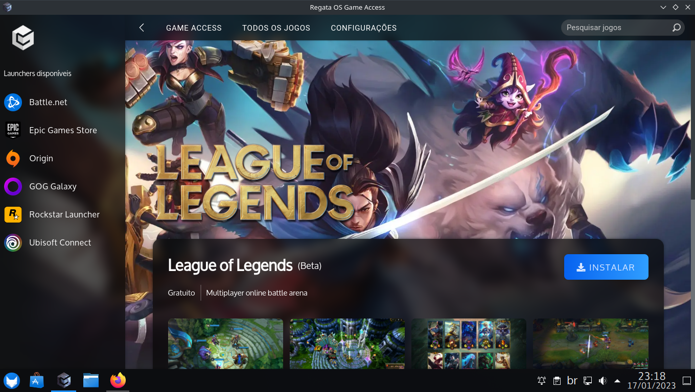 League of Legends no Regata OS com o Game Access
