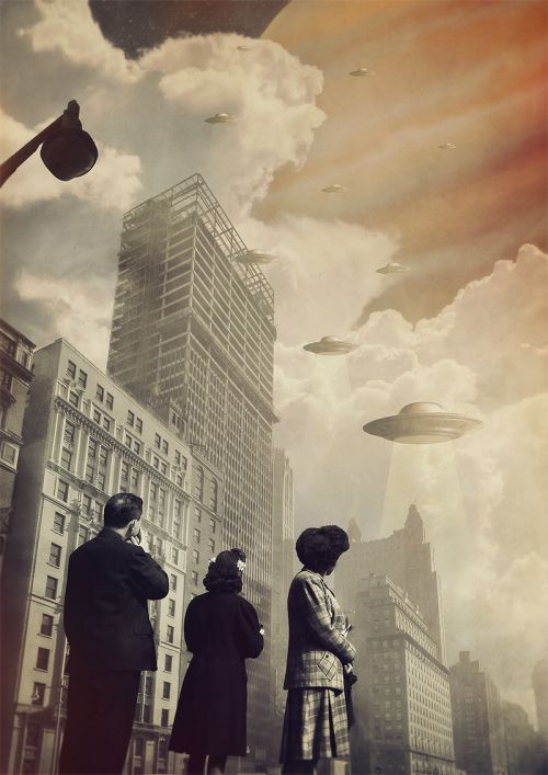 Joseba Elorza MiraRuido illustrations collages surreal vintage Invasion