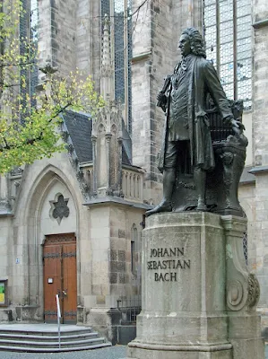 1908 Statue of Bach in front of the-Thomaskirche in Leipzig