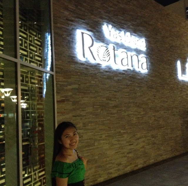 Lady outside Yas Rotana Hotel, Yas Island Abu Dhabi