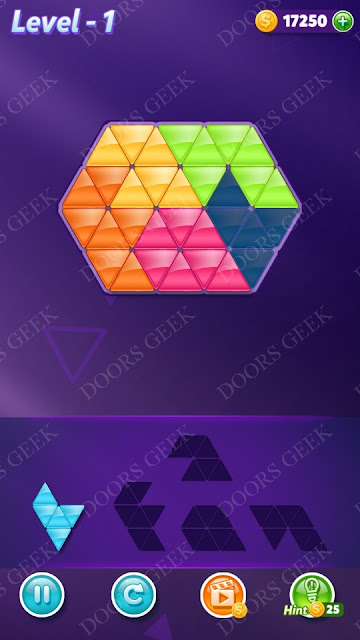 Block! Triangle Puzzle 5 Mania Level 1 Solution, Cheats, Walkthrough for Android, iPhone, iPad and iPod