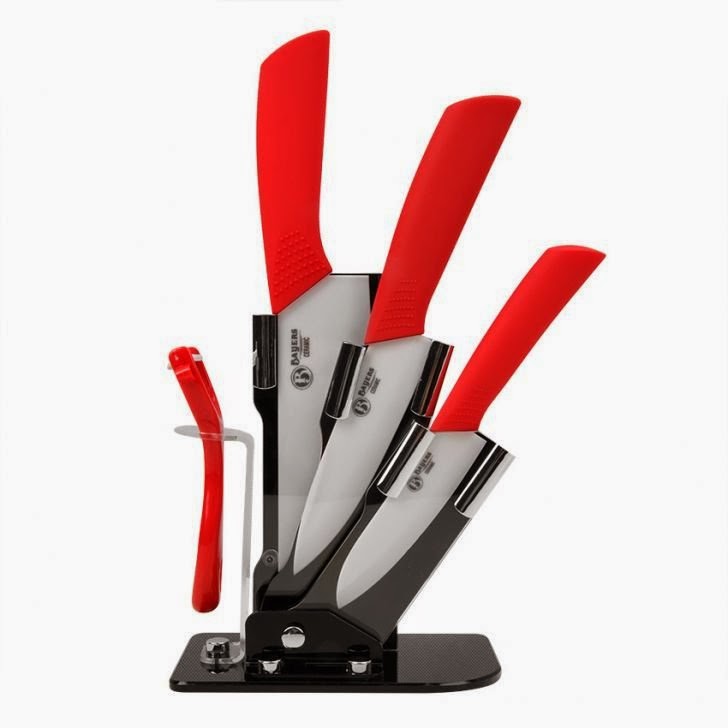 Bayers 5 Piece Ceramic Knife Set Red