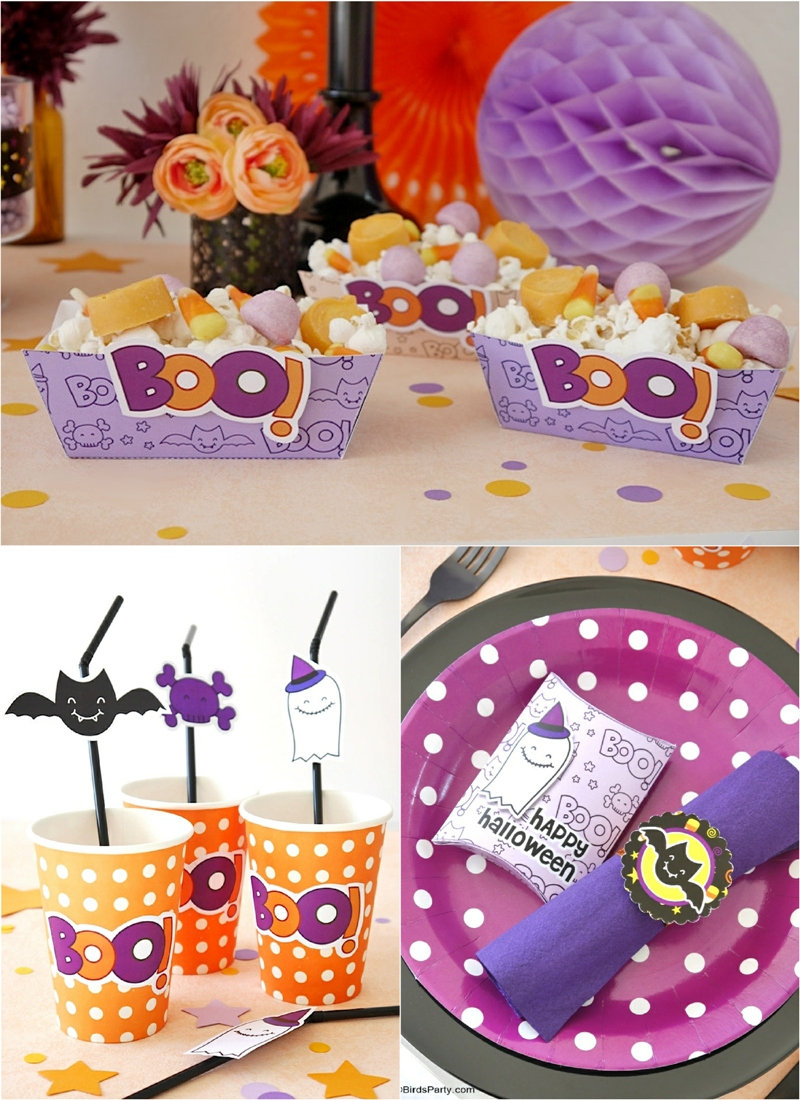 Our Cute Candy Corn DIY Halloween Party - not so scary, quick, easy and budget ideas for styling a kids Halloween party at home with fun printables! by BirdsParty.com @Birdsparty #halloween #diyhalloween #halloweendecor #kidshalloween #notsoscaryhalloween #halloweenparty #partyideas #candycorn #cutehalloweendecor #diyhalloweendecorations #halloweenprintables