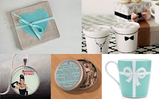 Breakfastat Tiffany party favors, candles, coasters, mugs, tea lights