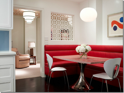 red kitchen nook by katie ridder
