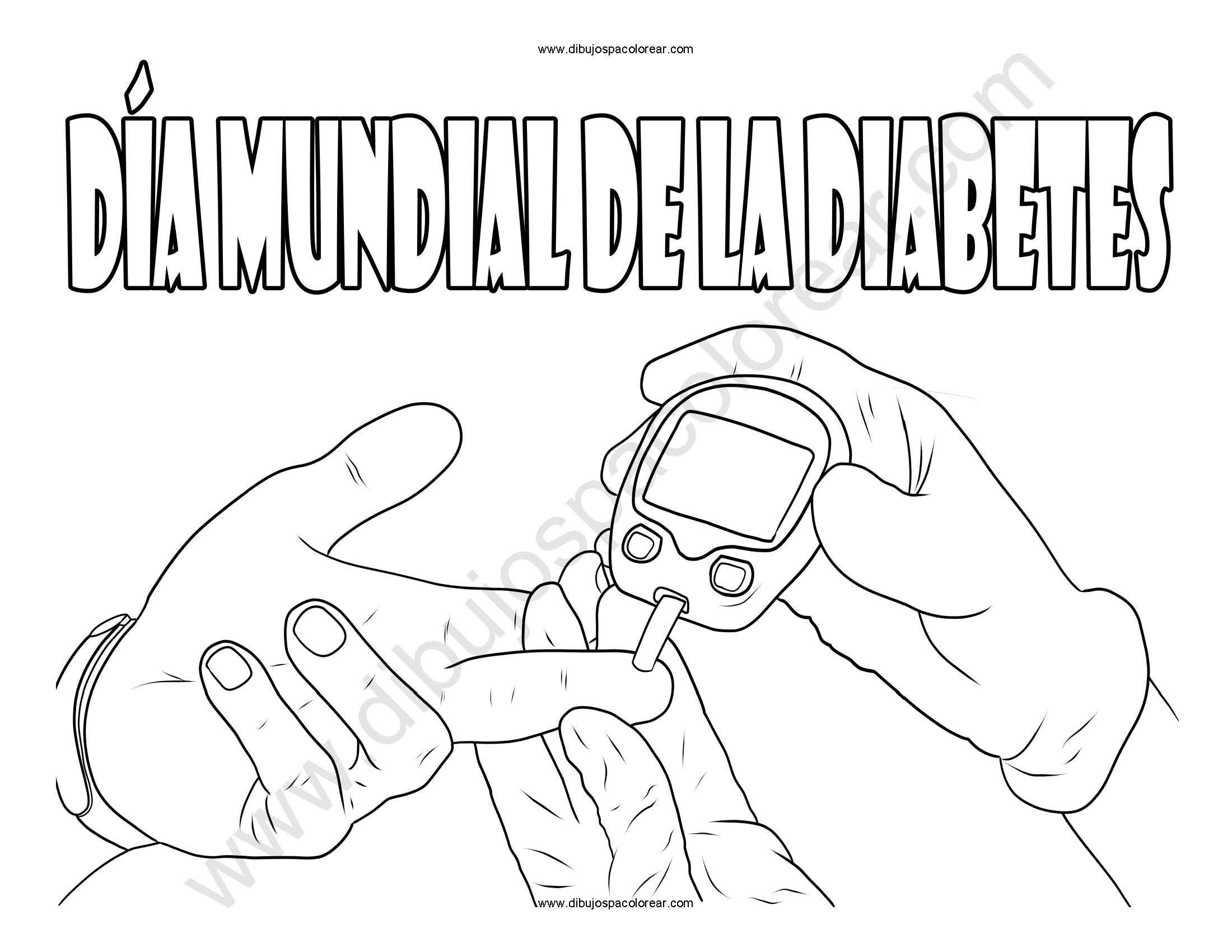 Día Mundial de la Diabetes dibujo a color y para colorear