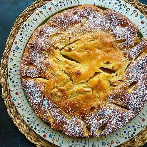 Apfelkuchen mit Crème fraÎche-Guß