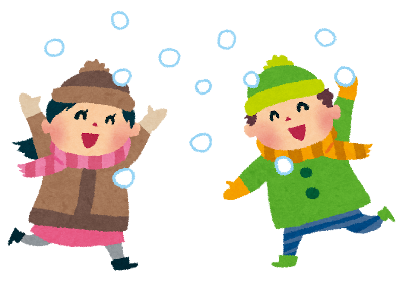 無料イラスト かわいいフリー素材集 雪合戦 雪遊びのイラスト