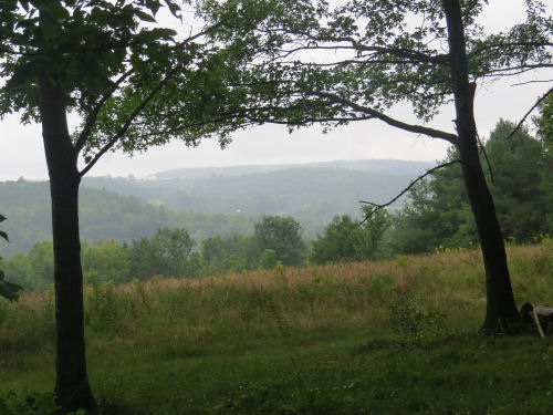 distanat hills in the rain