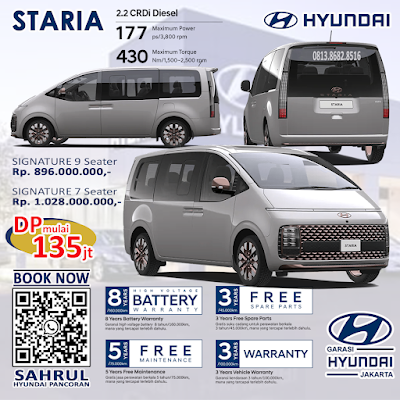 harga dan promo pembelian Hyundai Staria 7 seater dan 9 seater bulan juli 2022