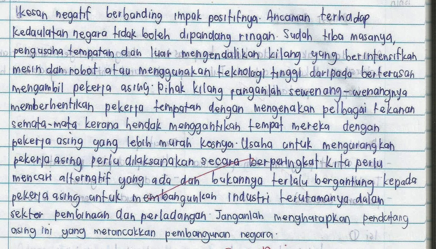 Karangan Perbincangan - Kesan Kedatangan Pendatang Asing 