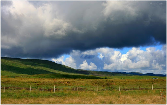 Connemara landscape, clouds, mountains 