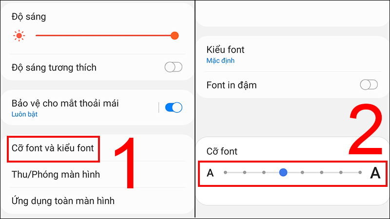 Điều chỉnh kích thước chữ