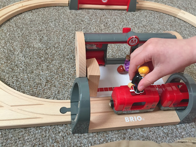 brio metro train at the metro trainset toy play set