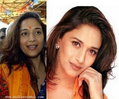 rekha without makeup. Madhuri dixit without makeup