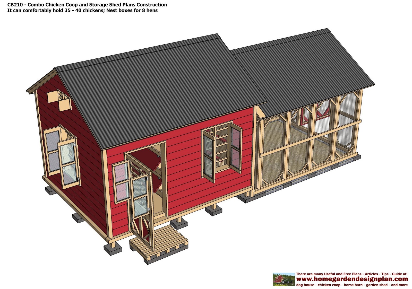 home garden plans: CB210 - Combo Plans - Chicken Coop ...