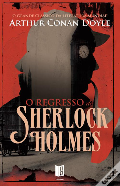 A foto de capa do livro de bolso "O Regresso de Sherlock Holmes" é marcante e sugestiva. Com um fundo vermelho intenso, que remete à aura misteriosa e emocionante das investigações do famoso detetive, destaca-se a silhueta inconfundível de Sherlock Holmes, visivelmente destacada em preto.  Através de sua elegante postura e semblante sério, o enigmático personagem é enfatizado como o protagonista principal das fascinantes histórias deste livro. Sua silhueta delineada proporciona uma atmosfera envolvente, despertando nos leitores a expectativa de se envolverem em intrigas e enigmas bem arquitetados.  A escolha da cor vermelha como fundo é extremamente acertada, pois atua como um estímulo visual, transmitindo uma sensação de perigo iminente e trazendo à tona a habilidade de Holmes em desvendar mistérios e solucionar casos complexos.  A sobriedade e a simplicidade do preto adicionam sofisticação à imagem, representando a afiada inteligência e perspicácia do personagem. A silhueta nítida e reconhecível evoca uma sensação de familiaridade entre os fãs de Sherlock Holmes, ao mesmo tempo em que cativa novos leitores, instigando-os a se aventurarem no mundo da dedução e da lógica.  Essa imagem enigmática e icônica da capa do livro de bolso "O Regresso de Sherlock Holmes" funciona como um convite irresistível para os amantes do gênero detectivesco e para todos aqueles que se encantam com tramas bem elaboradas e personagens memoráveis.