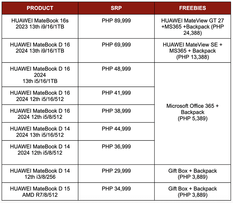 MateBook 2024 Series PH promo price and freebies