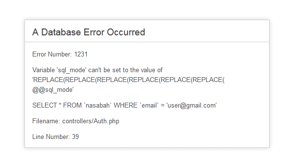 Database Error Occurred Error Number 1231 CI 000webhost