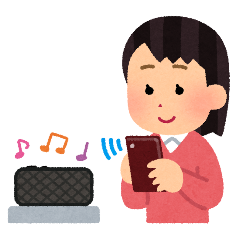 無線スピーカーで音楽を聴く人のイラスト 女性 かわいいフリー素材集 いらすとや