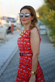Dsquared2 cat eye mirror sunglasses, yumi glasses print dress, Fashion and Cookies, fashion blogger