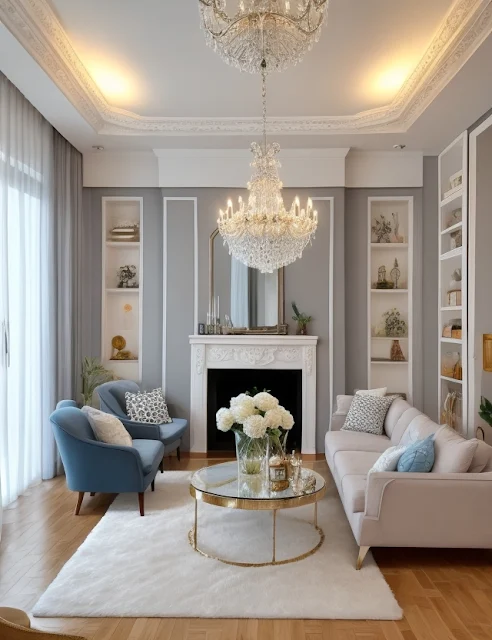 Sala decorada com sofá de dois lugares e poltronas