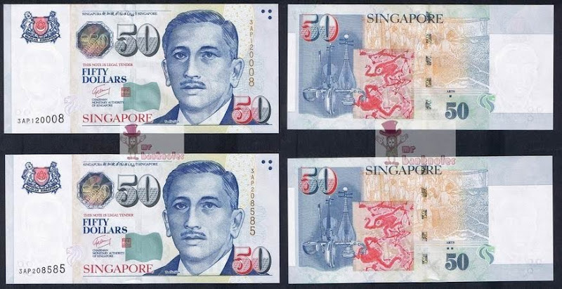Singapore 50 Dollar note varieties