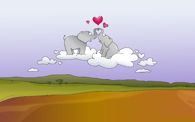 elephant, cartoon, love, painting