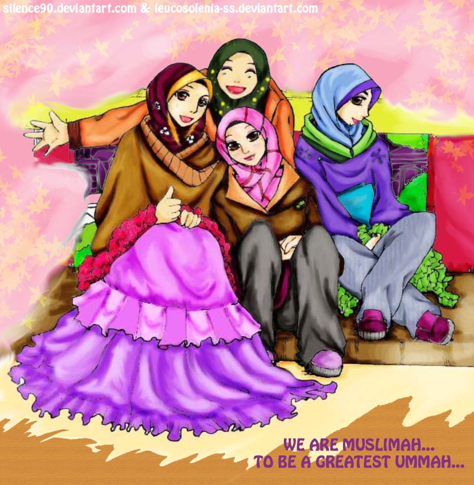 Kumpulan Animasi Muslimah Berkeluarga Design Kartun