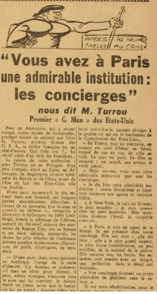 Paris Midi 13 juillet 1939 interview Leon Turrou Concierges à Paris