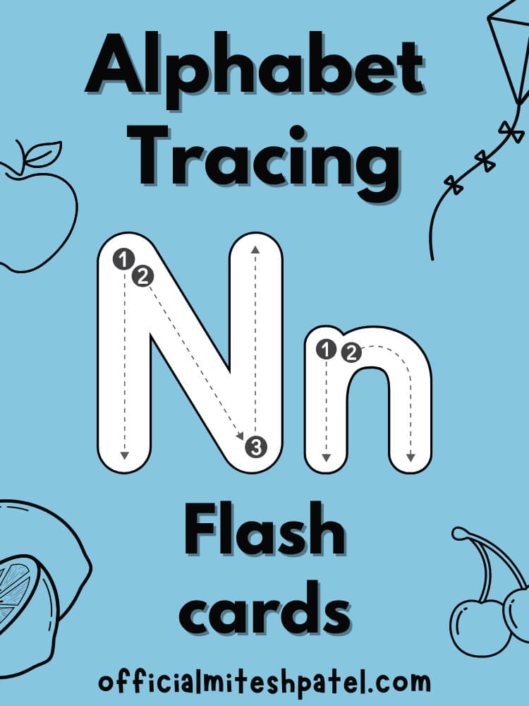 Free Printable Letter N Alphabet Tracing Flash Cards