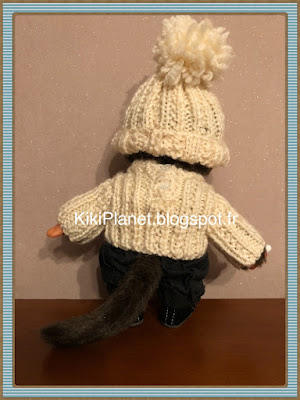 Bonnet à côtes fait main pour Kiki ou Monchhichi, tricot, handmade, vêtements, poupée