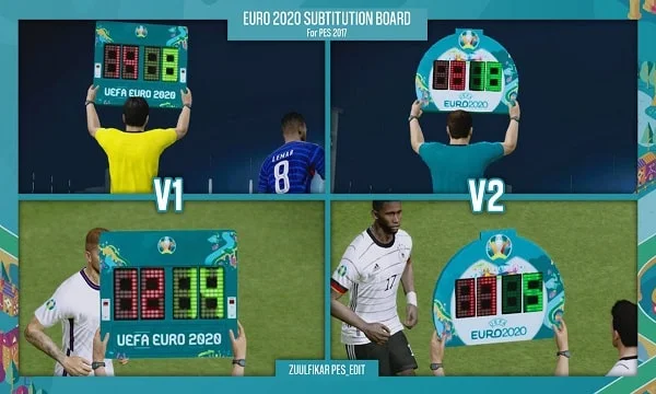 EURO 2020 SUBSTITUTION BOARD For PES 2017