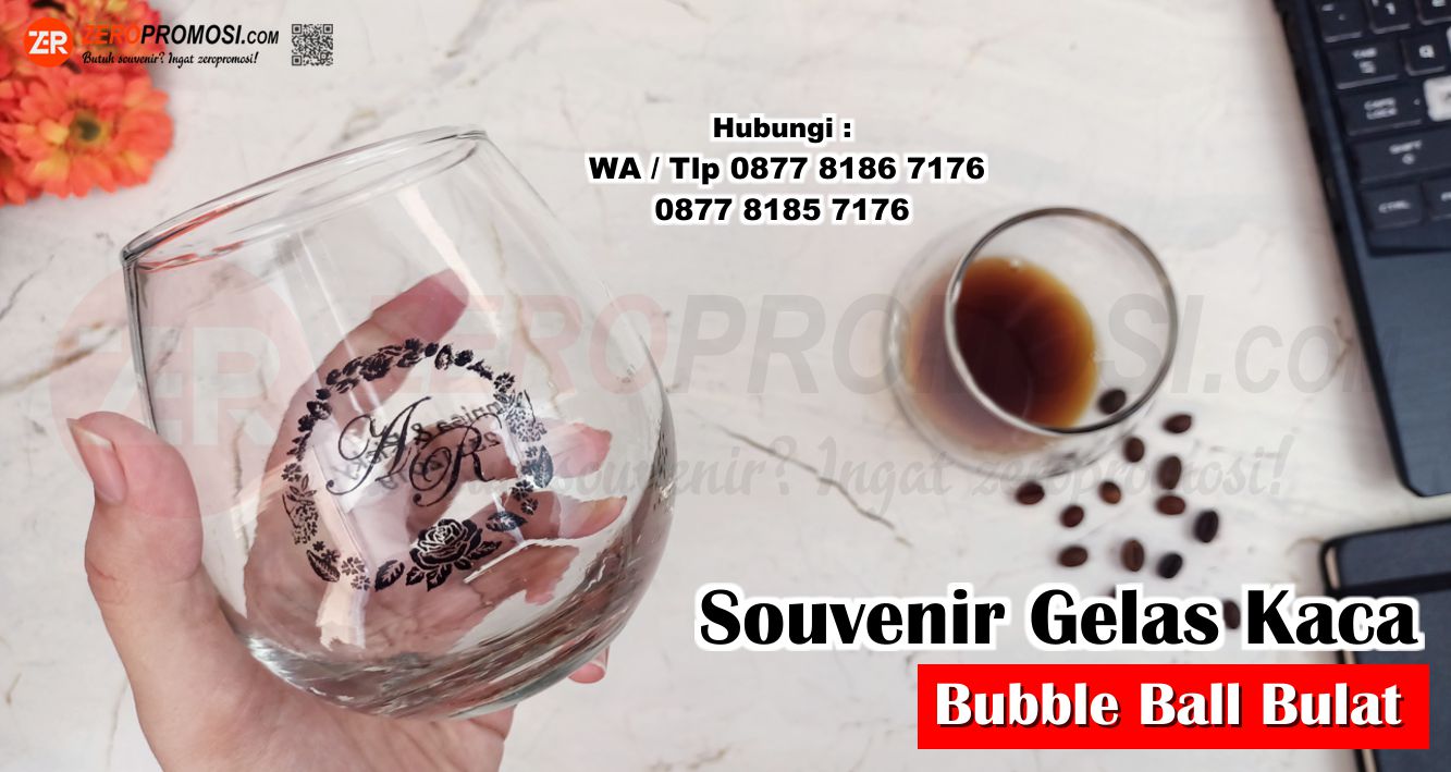 New Souvenir Custom Gelas Kaca Bulat Bubble Ball Dessert Glass