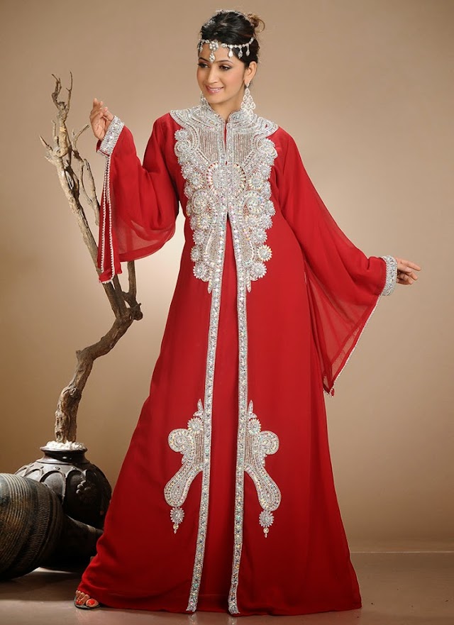 Ravishing Crystals Red Kaftan