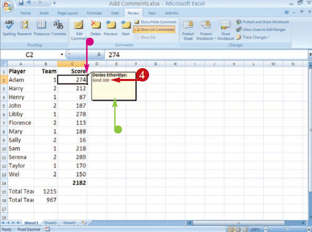 MS Excel : ADD COMMENTS to your worksheet