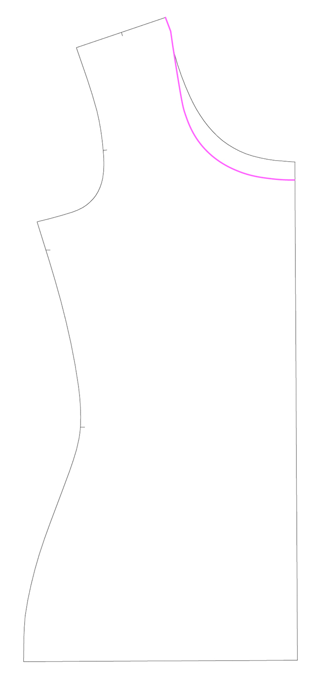 Diagram showing how to lower the neckline on the Agnes top