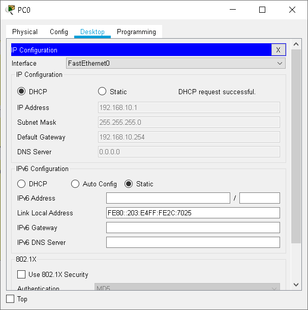 Konfigurasi DHCP Server di Server Cisco Packet Tracer