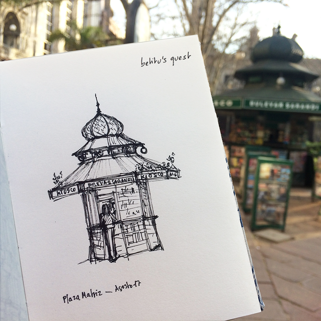 Kiosco Plaza Matriz - Urban sketching in Montevideo by betitu - @betitusquest