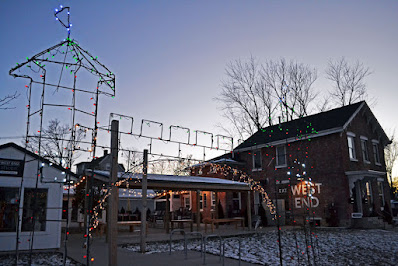 Christmas lights on diner