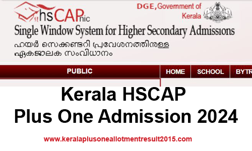 Kerala Plus One Admission 2024 hscap Online registration