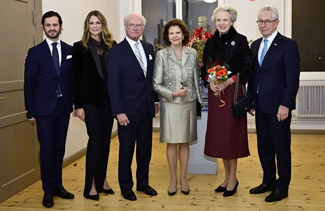 King Carl Gustaf, Queen Silvia, Prince Carl Philip, Princess Madeleine and Princess Benedikte. Princess Madeleine wore a black blazer