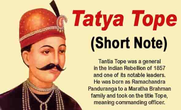 Tatya Tope Short Note in English for Students
